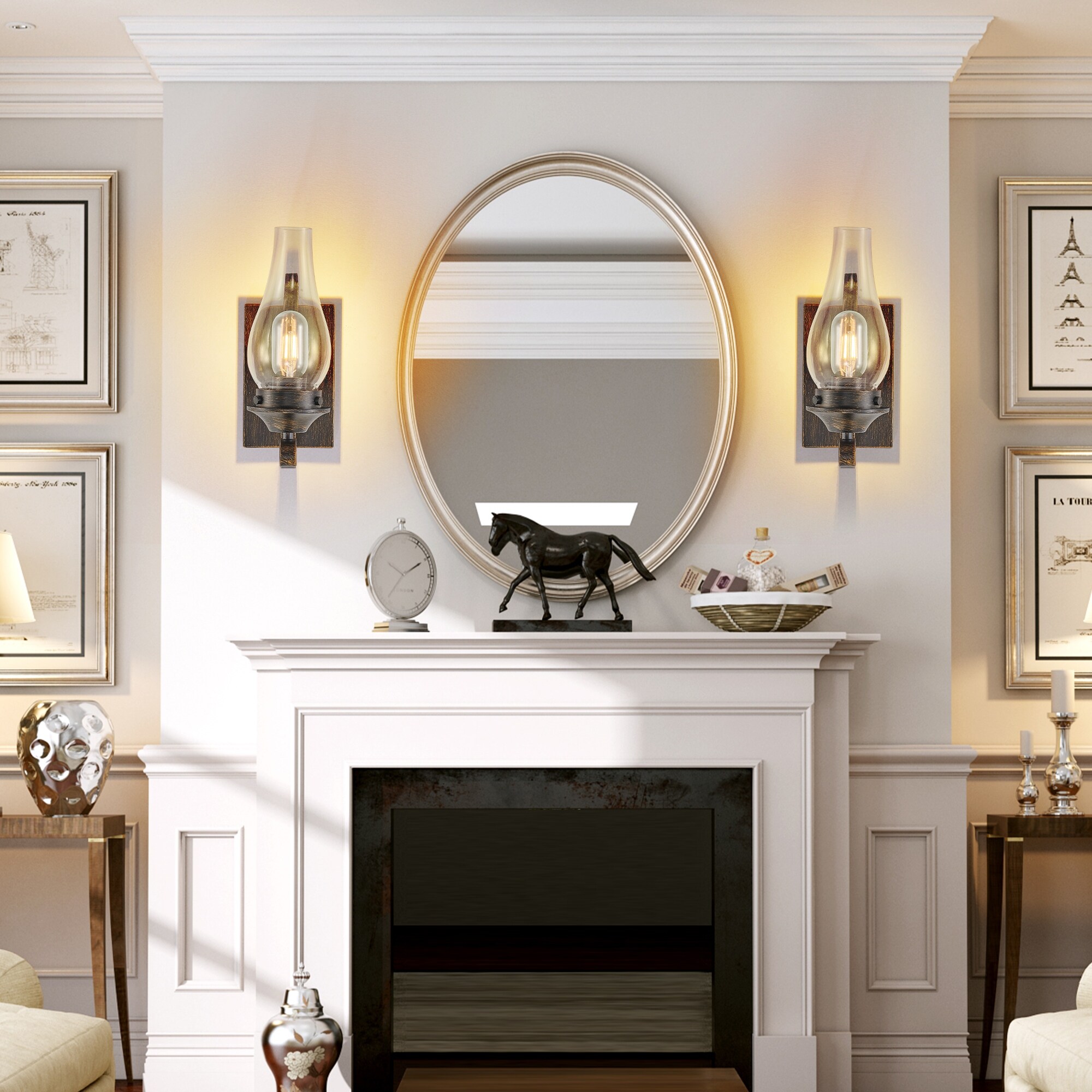 Rustic fireplace sconces cheap