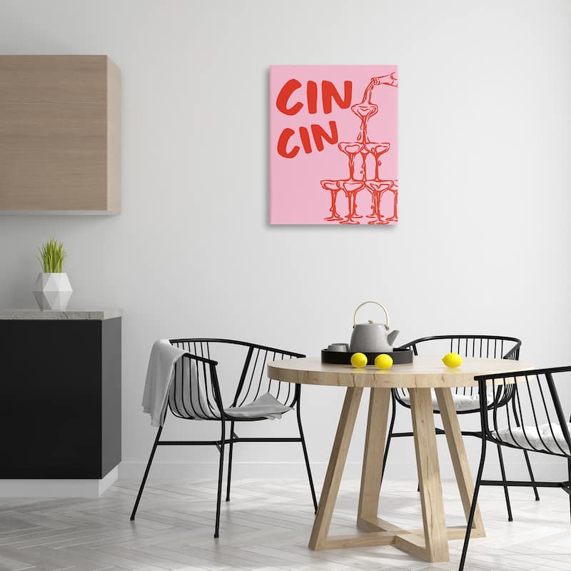 Stupell Cin Cin Champagne Tower Canvas Wall Art Design By House of Lulu