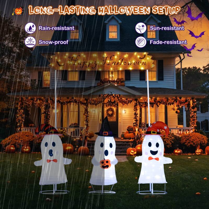 Costway 4 Pcs Halloween Decoration with Gate, Happy Halloween Sign, - As Picture Shows - See Details