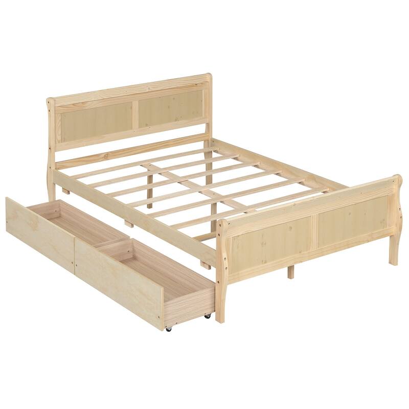 Costway Twin Size Bed Frame with 2 Storage Drawers Wood Platform Bed
