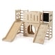 preview thumbnail 1 of 4, 8-in-1 Toddler Slide Wooden Playground with Climber - Natural Natural