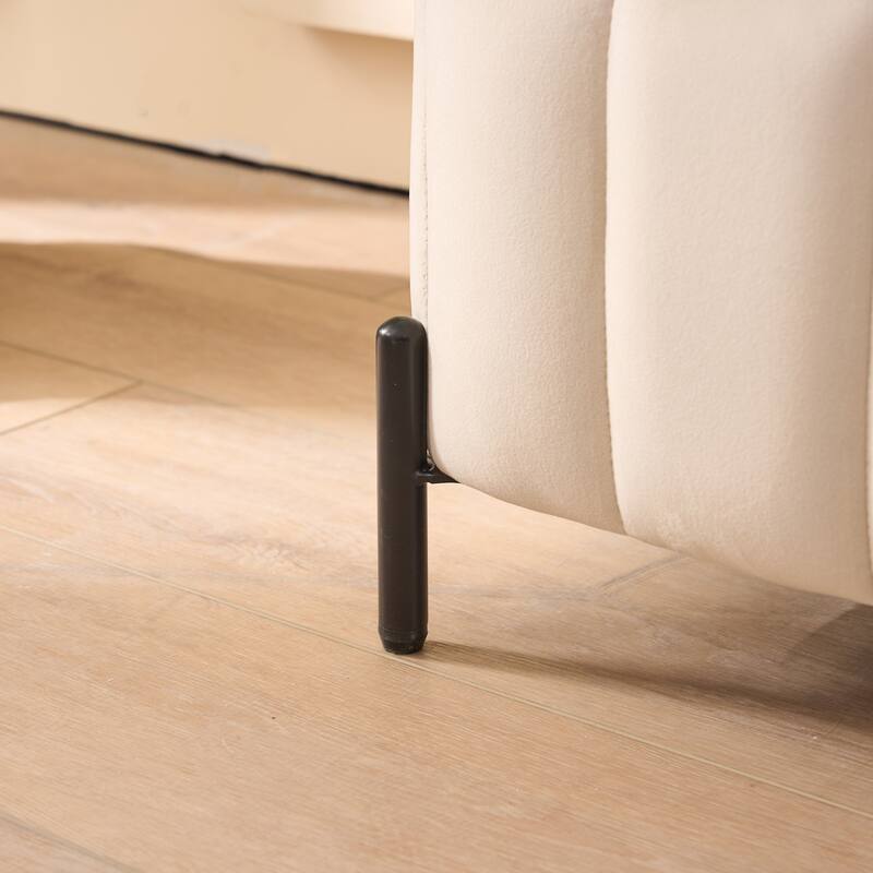 Anmytek 49.21" Wide Velvet Storage Bench Ottoman - Multipurpose Soft Foot Rest with Metal Legs