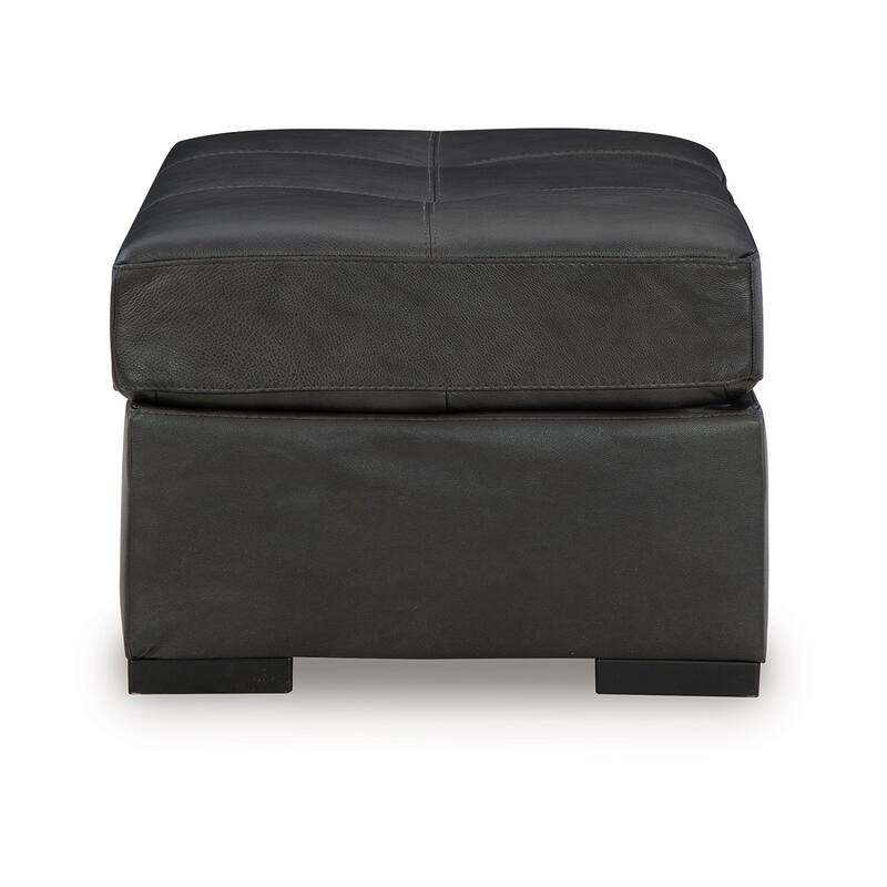 Keaton Oversized Accent Ottoman, Black Faux Leather, 40 Inch
