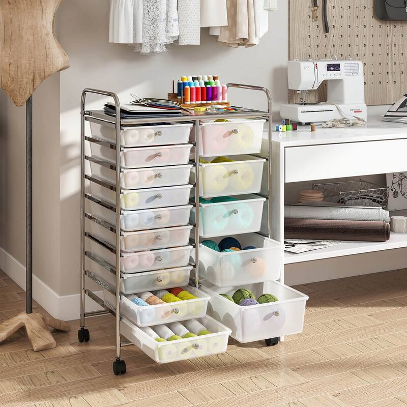 Costway 15-Drawer Trolley with Chrome Plated Metal Frame & Lockable - See Details