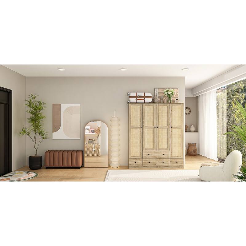 Contemporary Modern Freestanding Wardrobe Armoire Closet, 70", White