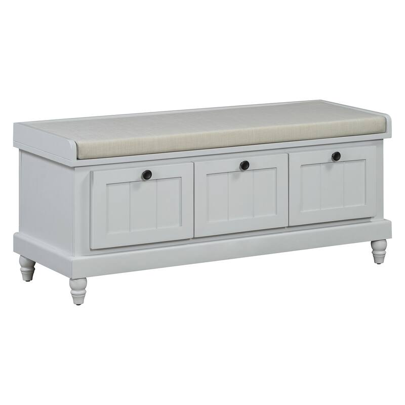 Classic Storage Bench with Cushioned Seat and 3 Drawers