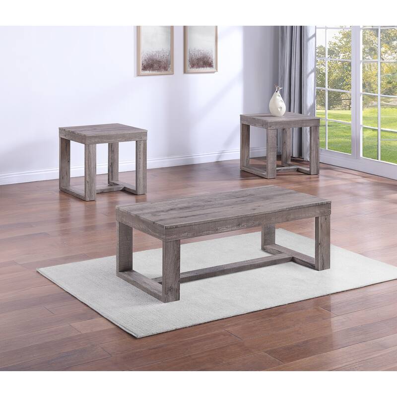 1pc Contemporary End Table Rustic Tan Finish Living Room Wooden Furniture