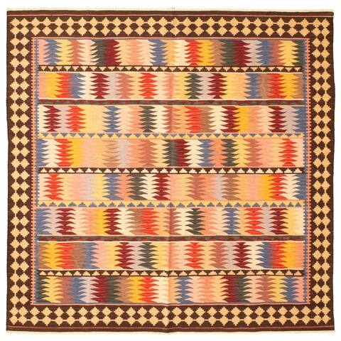 ECARPETGALLERY Flat-weave Bold and Colorful Multi Color Wool Kilim - 7'0 x 7'2