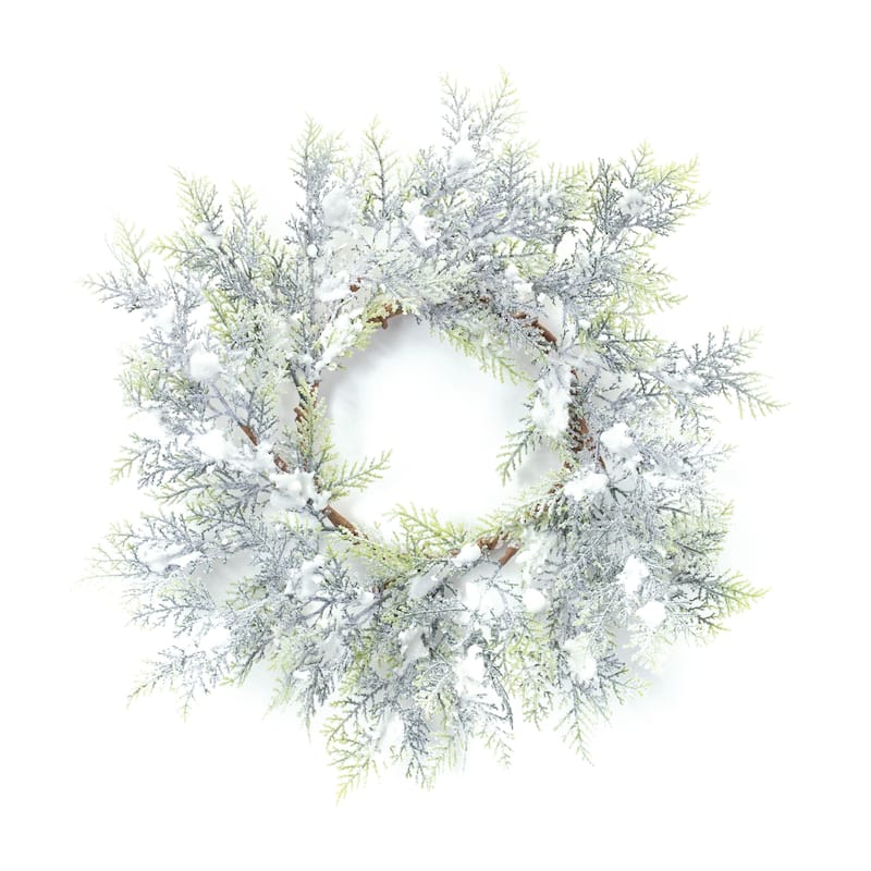 Flocked Cedar Artificial Christmas Wreath, 15-Inch, Unlit