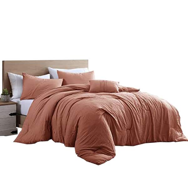 Helsinki 4 Piece Textured Microfiber Queen Comforter Set The Urban Port Rose Orange Overstock 32273906