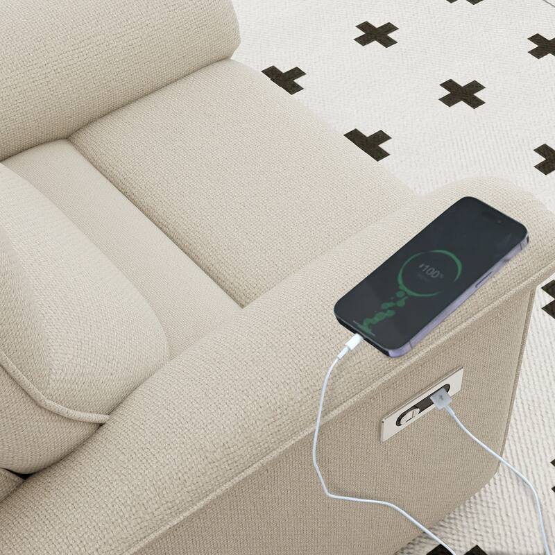 Classic Power Recliner Chair, Upholstered Electric Recliners with USB Type-C Port, Fabric Reclining Single Sofa for Living Room