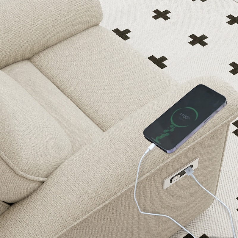 GDFStudio - Zero Wall Snowflake Velvet Power Recliner with USB Type-C