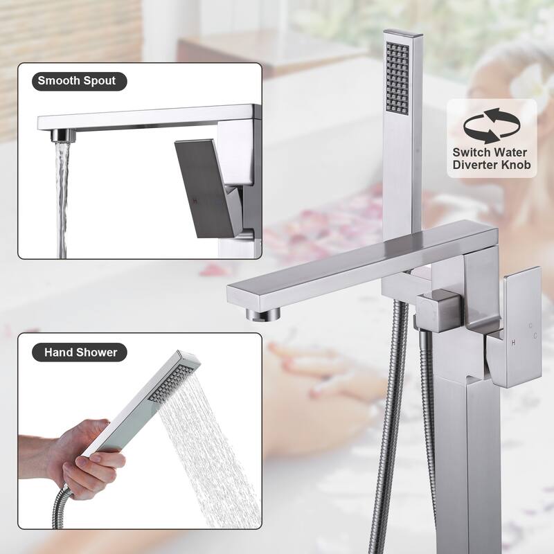WOWOW Single-Handle Freestanding Tub Faucet with Handheld Shower