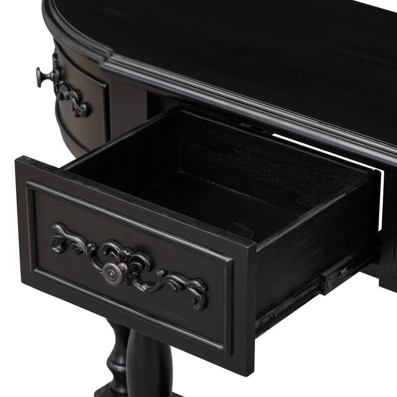 52'Curved Console Table Sofa Table Entryway Table for Hallway Living Room with 4 Drawers and 1 Shelf