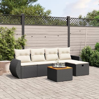 vidaXL Patio Sofa Set with Cushions Outdoor Furniture 6 Piece Poly Rattan