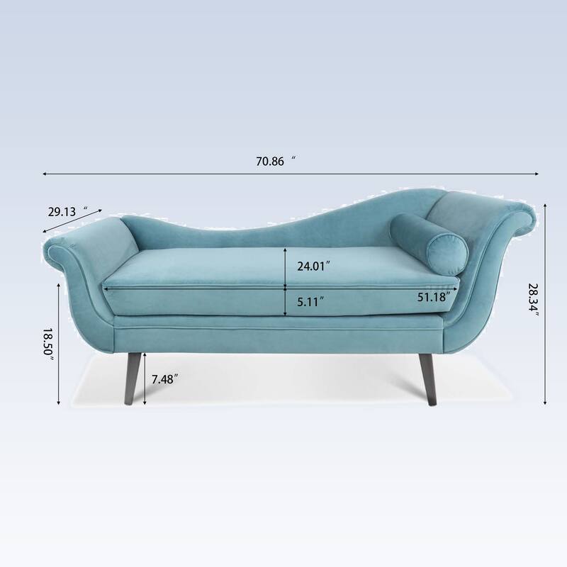 Modern Chaise Lounge with Scroll Arm For Living Room