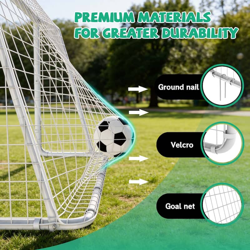 6 X 8FT Soccer Goal for Backyard Kids Portable Soccer Net with High-Strength Nets