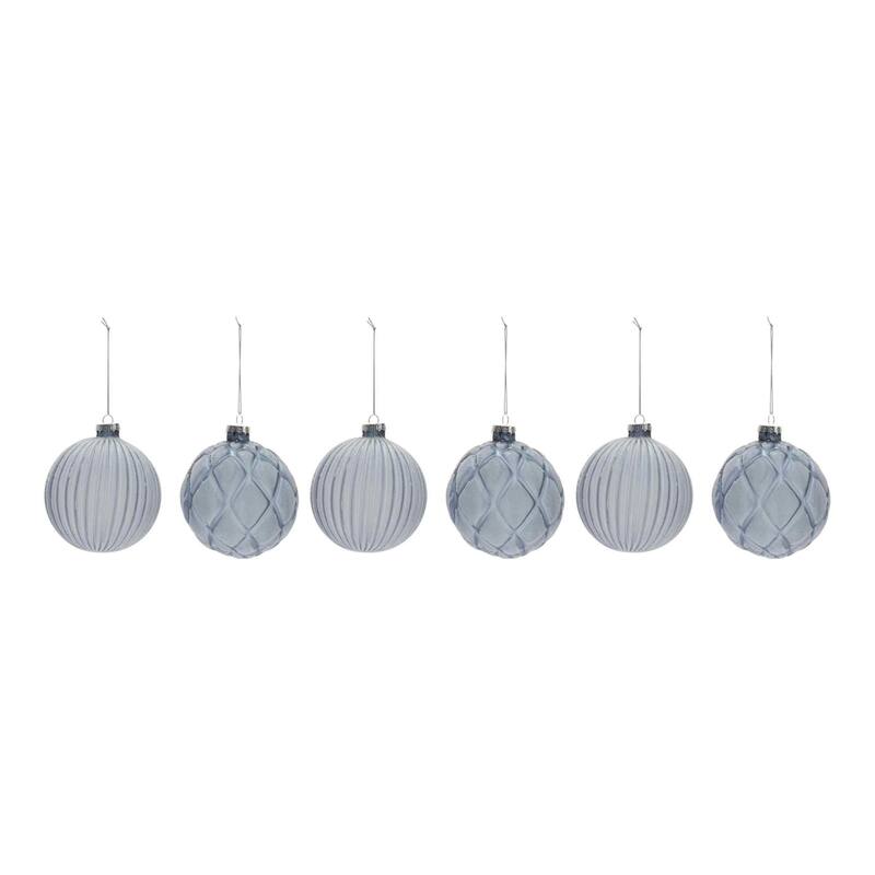 Matte Finish Frosted Glass Christmas Ball Ornaments 4" 100mm Blue 6Ct