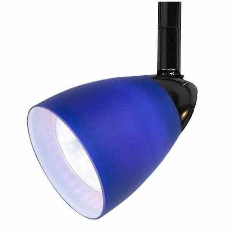 50 Watt Track Fixture with Handblown Glass Shade, Black and Blue