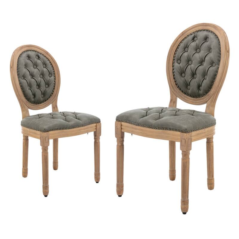 French Chair Dining Chair Solid Wood with Nailhead Trim Set of 2