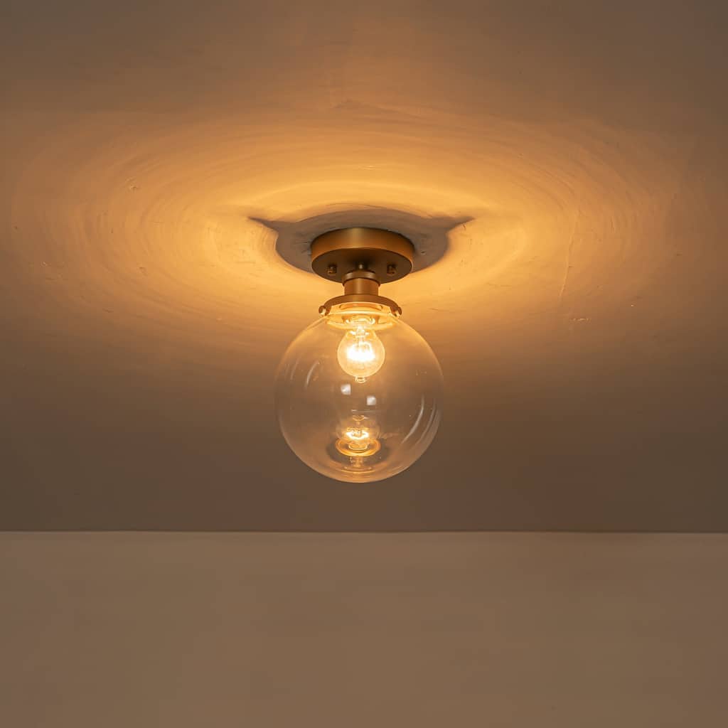 8" 1-Light Modern Brass Glass Globe Semi Flush Mount Light for Corridor - 1 Light