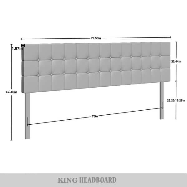 dimension image slide 0 of 4, CraftPorch Linen Button Tufted Upholstered Adjustable Headboard