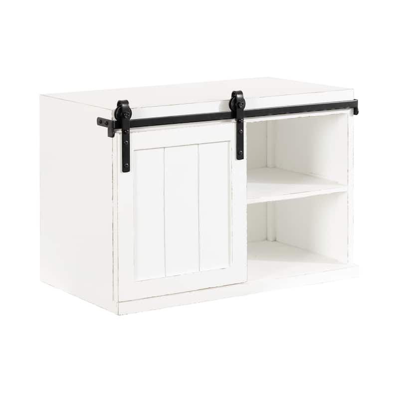 Kate and Laurel Cates Wood Floating Side Table with Cabinet - 20x12x15 - White