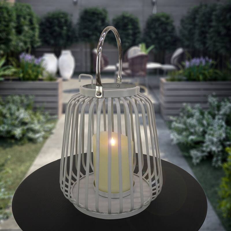 13" Ribbed Candle Lantern, Glacier Gray by National Tree Company - 13 in