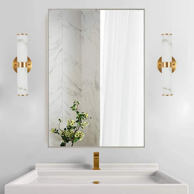 Golden and Elegant Resin Wall Sconce,Set of 2,Modern Vertical Light Fixture for Bathrooms, Hallways (Only Indoor)
