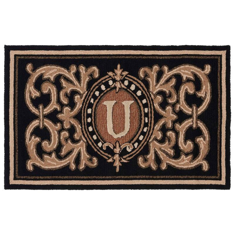 SAFAVIEH Handmade Monogram Bruneta Casual Rug - 2'6" x 4' - U - Black - Rectangle