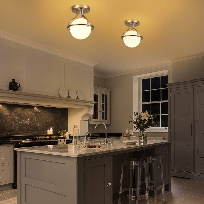 1-Lights Glass Flush Mount