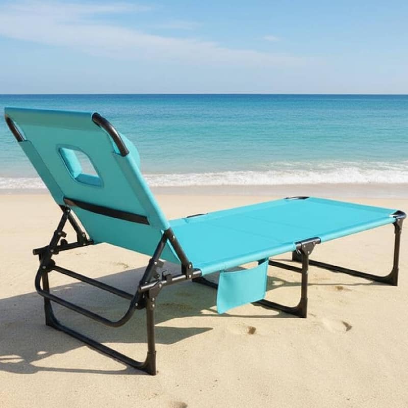Beach Lounge Chair, Portable Face Down Chaise Lounge Chair for Outdoor Backyard Poolside,Beach, Patio