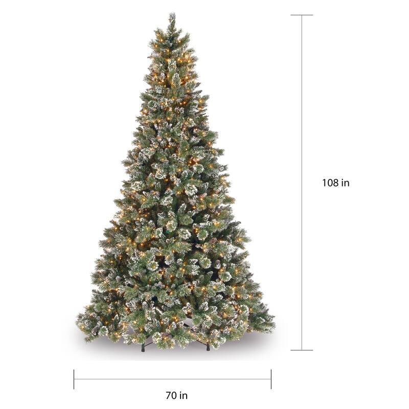 National Tree Company 9 ft. Glittery Bristle Artificial Pine Tree with Clear Lights - 9 Foot