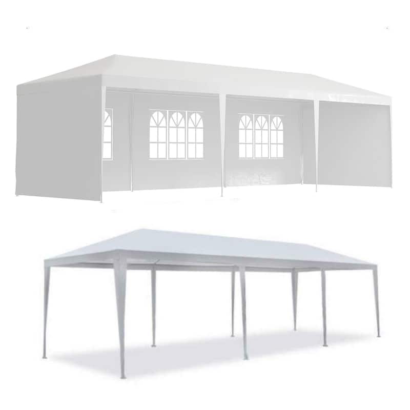 10x30' Outdoor Garden Gazebo Wedding Party Tent Canopy Marquee with 5 Removable Sidewalls - White