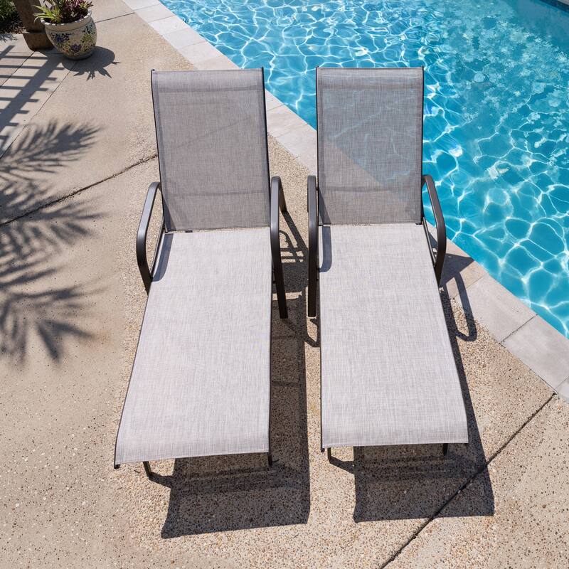 Outdoor Aluminum Chaise Lounges Chair with Adjustable Backrest Set of 4