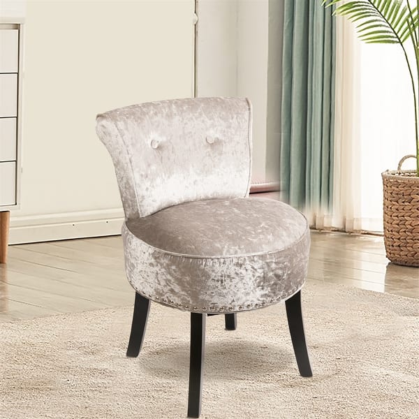 grey velvet chair for dressing table Furniliving Contemporary Velvet Seashell Accent Chair Upholstered Makeup  Vanity Stool,Grey