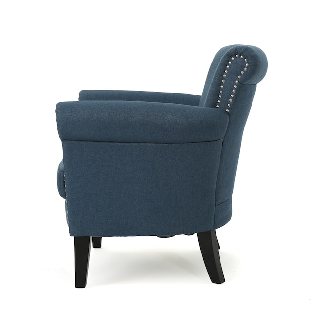 Brice Contemporary Scroll Arm Club Chair with Nailhead Trim by Christopher Knight Home