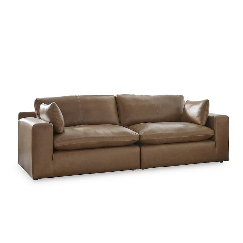 Signature Design by Ashley Emilia Caramel 2-Piece Loveseat - 98"W x 41"D x 36"H