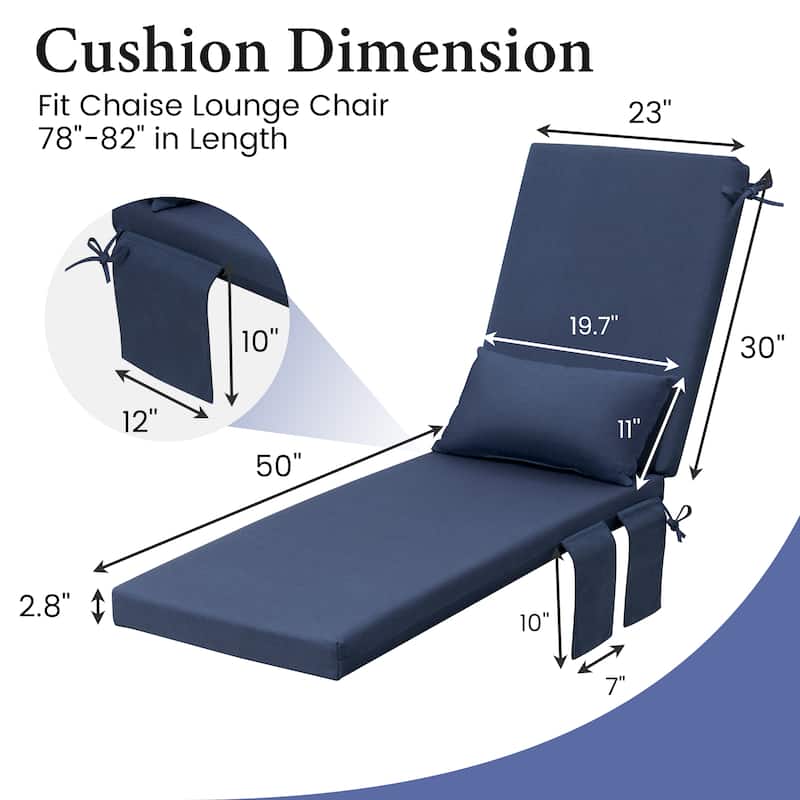 Outdoor Lounge Chair Cushions Patio Chaise Lounge Chair Seat Cushion with Pillow