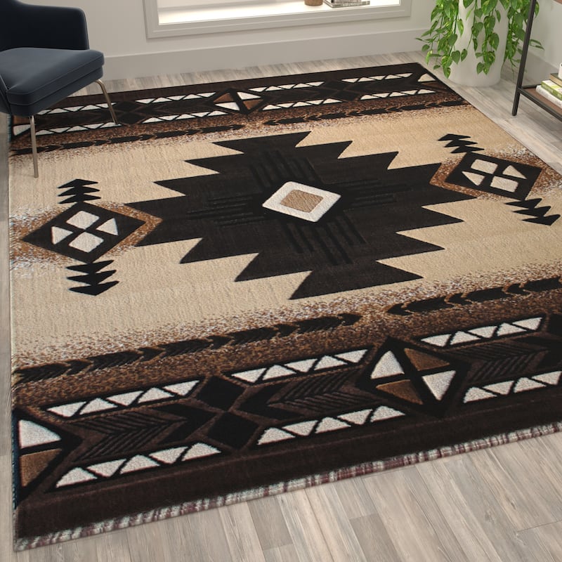 Traditional Southwestern Style Olefin Fiber Geometric Area Rug