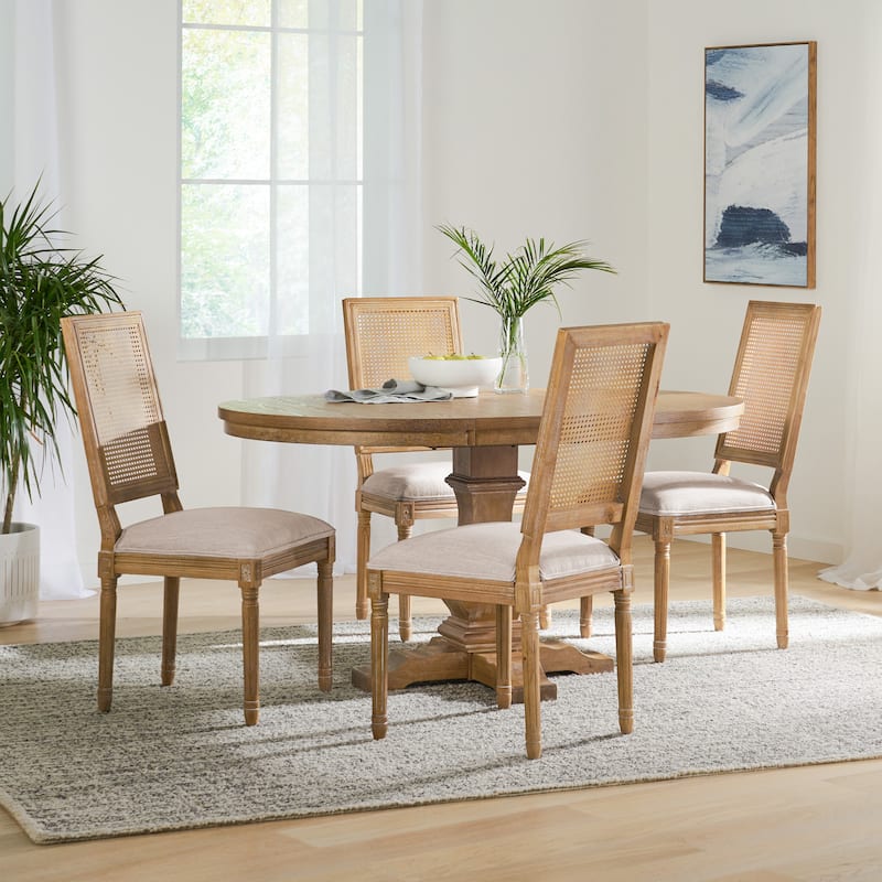 Pampas Wood and Cane Dining Set by Christopher Knight Home - Beige/ Natural