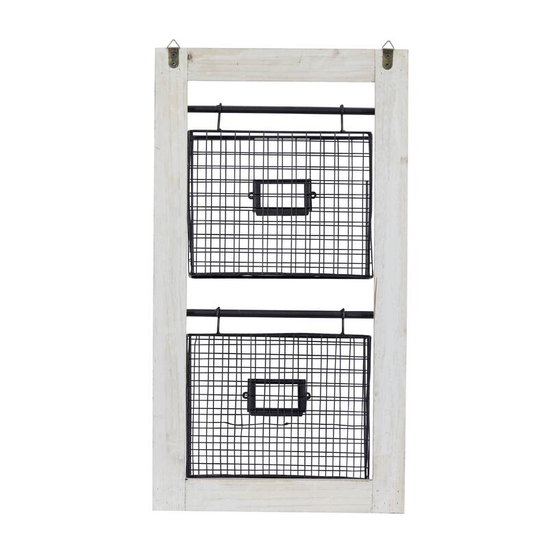 Black Metal Wire 3 or 2 Slot Magazine Rack Holder with Suspended Baskets and Label Slots