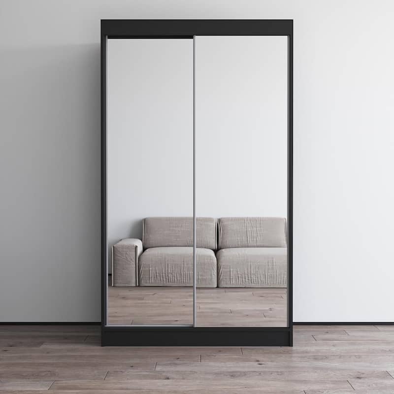 Copper Grove Parasol Modern Glossy Mirrored 2-door Wardrobe Armoire - Black-47"