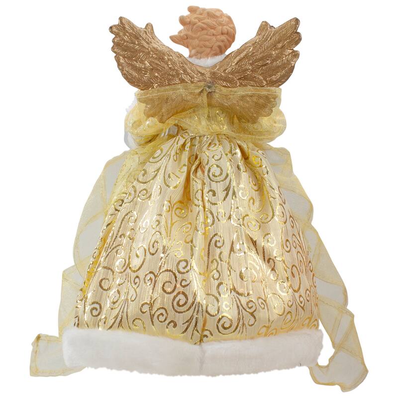 Lighted Angel Christmas Tree Topper - Gold - 12" - Clear Lights