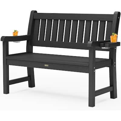 WINSOON All-Weather HIPS Outdoor Garden Bench, 56" Adirondack Outdoor Patio Bench