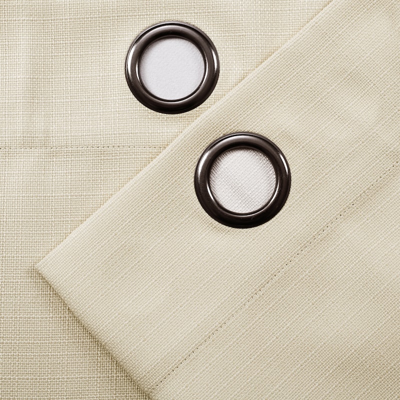 Porch & Den Limpus Faux Linen Grommet Top Blackout Curtain Panel