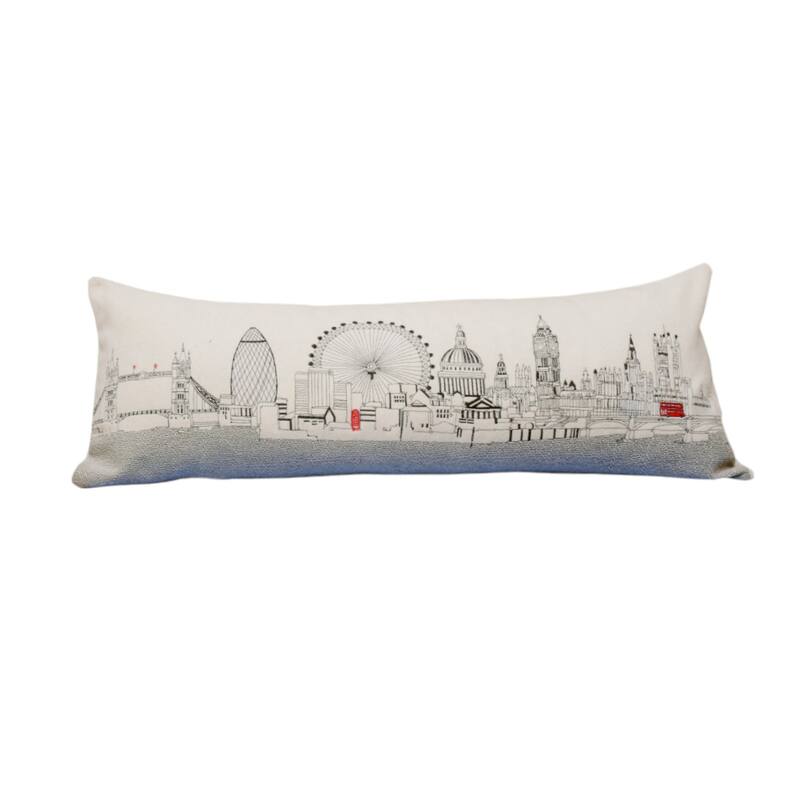 HomeRoots 35" White London Daylight Skyline Lumbar Decorative Pillow