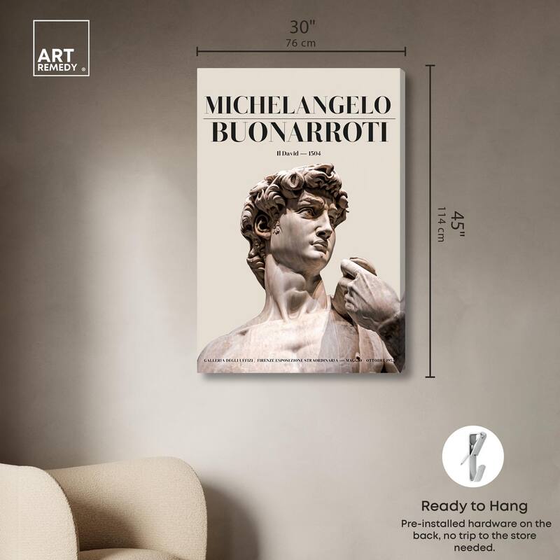Gaze of Michelangelo's David Canvas by Art Remedy, Gallery Wrapped