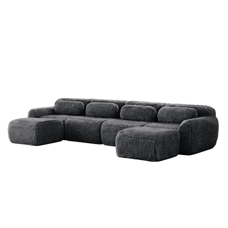 Anmytek Modern Comfortable U-Shaped Boneless Sofa - Free Combination, No Assembly Required, Full-Compression Vacuum Packed