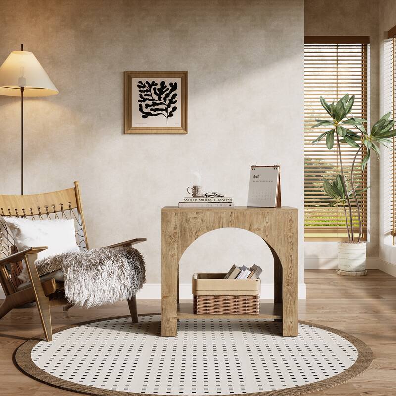 Farmhouse End Table for Living Room Large Side Table with Storage Sofa Table